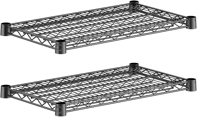 2-Pack Black 14" x 24" Additional Wire Shelf for Shelving Units, Replacement Shelves for Wire Rack