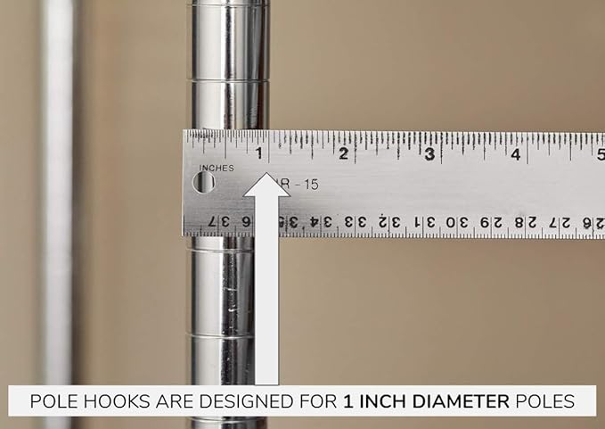 Shelf Pole Hooks | 5-Pack Black Utility Hooks | Snap-On Hanging Hooks for 1" Wire, Metal & Metro Shelving | Heavy Duty Garage, Workshop & Basement Storage Hooks