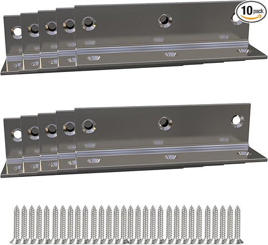 Stainless Steel Corner Bracket,Joint Right Silver Angle Brackets,L Shape Heavy Duty Metal Corner Brace Shelf Supporter for Wood Aufuga (10, 4x1x1)