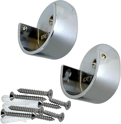 Closet Rod Support Flanges with Screw On Attachment | Heavy Duty Clothes Pole End Sockets for Wardrobes |Polished Chrome |5 Pair