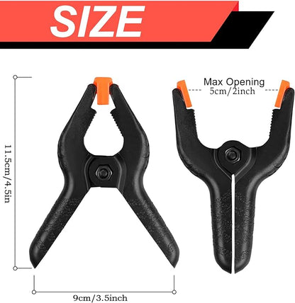 8 Pack Spring Clamps, 4.5inch Plastic Clips, Small Backdrop Clips, Clamps Heavy Duty, Spring Clips for Crafts, Backdrop Stand, Woodworking, Photography Studios (Black)