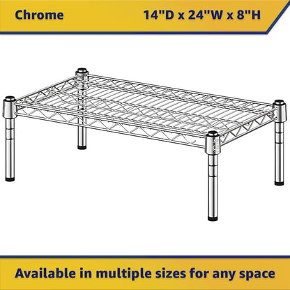 14" x 24" x 8" Chrome Wire Storage Shelf, Dunnage Rack, Commercial 1 Tier Small Shelf