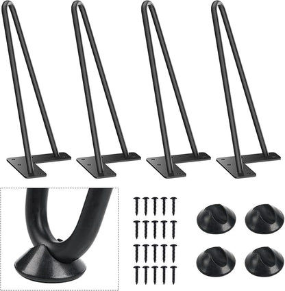 SMARTSTANDARD 11 Inch Heavy Duty Hairpin Furniture Legs, Metal Home DIY Projects for TV Stand, Sofa, Dresser with Rubber Floor Protectors Black 4PCS