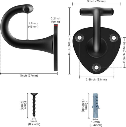 BeneLabel Dog Leash Hooks for Wall Black Dogs Leash Wall Mount Dog Hook for Leashs for Secure and Escape-Proof Hook for Lead Management