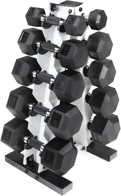 CAP Barbell 150 LB Coated Hex Dumbbell Weight Set with Vertical Rack | Multiple Options
