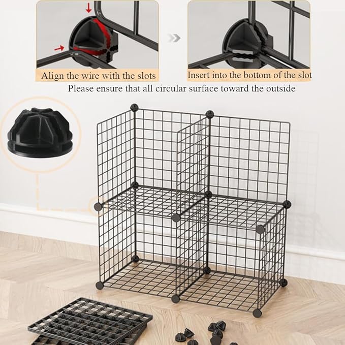 20Pcs Wire Cube Connectors, Black Wire Grid Storage Cubes Shelf Connectors 3.6cm Plastic Connectors for Wire Cube Storage Shelving Unit and Modular Closet Organizer, SATONBEYI, Black-20pcs
