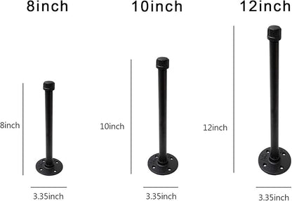1/2" Industrial Black Iron Pipe Shelf Brackets, Rustic Wall Mounted DIY Shelving Bracket Hanging Custom Pipe Brackets for Floating Shelves (12 Inch, Piece, 6.0)