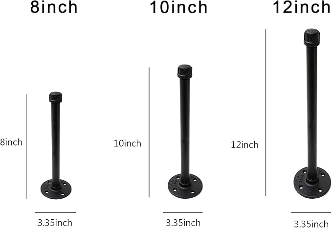 1/2" Industrial Black Iron Pipe Shelf Brackets, Rustic Wall Mounted DIY Shelving Bracket Hanging Custom Pipe Brackets for Floating Shelves (8 Inch, Piece, 2.0)