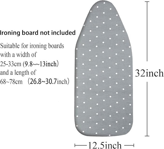 Small Ironing Board Cover Scorch Resistant, Table top Ironing Board Cover with Padding Heat Reflective Heavy Duty Pad (Gray dot, 12.5"x32")