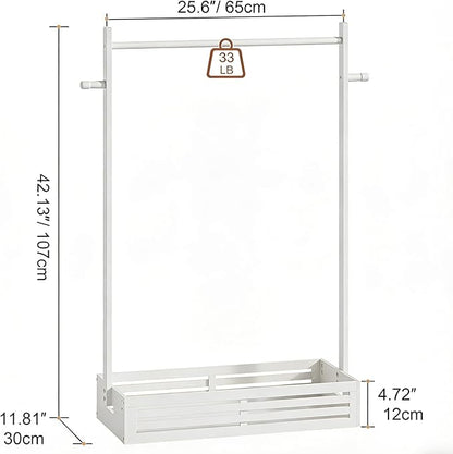 Kids Clothing Rack for Toddler, Pets Clothes Rack with Storage Box & Hanging Rod for Dogs/Cats, Baby Clothes Closet Stand for Nursery Room (White, Kids)