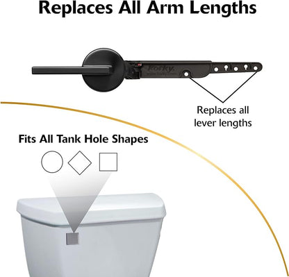 Korky StrongARM Metal Toilet Handle and Lever - Universal to Fit Front, Angled, Side, Left, and Right Mount Toilets - Contemporary Style in Matte Black