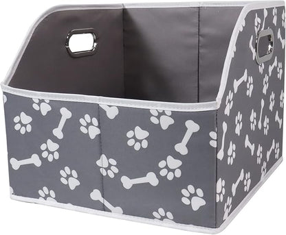 Foldable Dog Toy Basket-Dog Toys Bin-Dog Toy box-Storage Basket with Handle,Organizer Bin for Pet Toys, Blanket, Shelves, Closet-Bone Claw
