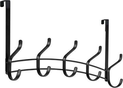 LYNK Professional® Home™ Over The Door Hooks - 10 Hook Over The Door Hanger - Over Door Coat Rack - Hanging Towels or Clothes - Bathroom, Bedroom or Laundry Room - Lifetime Ltd. Warranty – Black