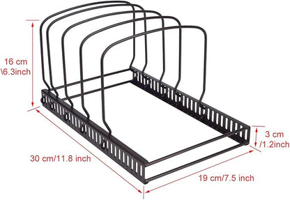 Toplife 10+ Bakeware Organizer Rack for Kitchen Bakeware, Cookware, Dinnerware, Cutting Boards, Plates, Pot and Pan Lids (Brown)