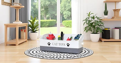 Large Cat Toy Storage Bin Sturdy and Foldable Toy Basket