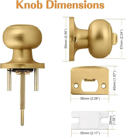 Probrico Champagne Bronze Door Knobs for Bedroom Bathroom, Interior Door Knob with Round Ball, Champagne Privacy Door Knob, 6 Pack