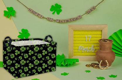 Rectangle Patrick's Day Baskets Kids Baskets Clover Storage Bin Organizer Box for Room Decor Gift Basket