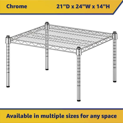 21" x 24" x 14" Chrome Wire Storage Shelf, Dunnage Rack, Commercial 1 Tier Small Shelf
