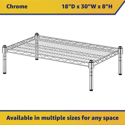 18" x 30" x 8" Chrome Wire Storage Shelf, Dunnage Rack, Commercial 1 Tier Small Shelf