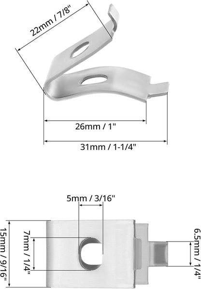 QWORK Stainless Steel Shelf Bracket Clips, 50 Pack Freezer Shelf Support Clips, Pilaster Shelf Support Clips, Adjustable Pilaster Shelf Pegs, Freezer Shelf Clip