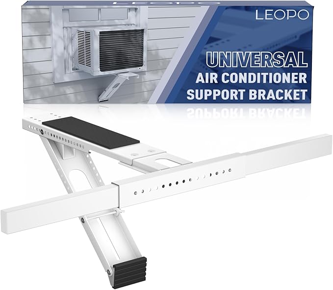 LEOPO No Drilling Air Conditioner Support Bracket,HVAC Brackets Fits Single & Double-Hung Windows, Heavy Duty Outdoor Wall Mounted Window AC Bracket，Holds Up to 150lbs, for 5000-12000 BTU Units