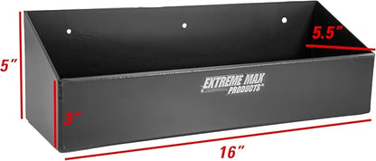 Extreme Max 5001.6455 Wall-Mount Aluminum 6-Quart Liquids Storage Shelf for Race Trailer, Garage, Shop, Enclosed Trailer, Toy Hauler - Holds Six 1-Quart (32 oz.) Bottles, Black
