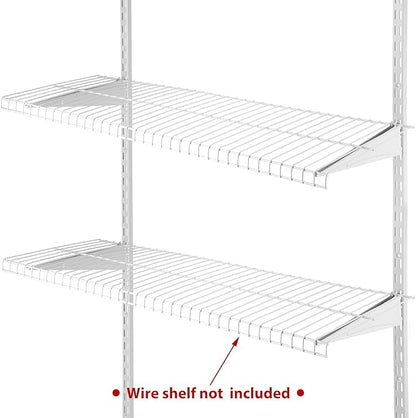 47.5 Inch Twin Rail Upright Wall Shelving System with 12 Inch Locking Shelf Bracket Adjustable Closet System Heavy Duty Metal Support for Deep Wire Shelving Closet (16 Pcs)