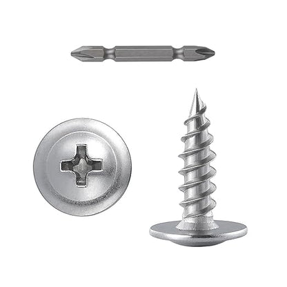 (350 pcs)#8×5/8" Phillips Truss Head Wood Screws Stainless Steel 410 Quick Metal Self Tapping