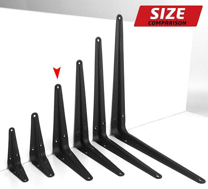 20 Pack 6 inch Shelf Brackets for DIY Floating Shelf, Heavy Duty Black Iron Metal Wall Bracket Shelf Bracket, Decorative Corner Brackets Joint Angle Bracket