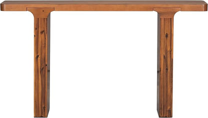 Elegant Acacia Veneer Entryway Table, Narrow Sofa Table Behind The Couch, Minimalist Rectangular Entryway Table, Modern Foyer Tables for Entryway, Hallway, Living Room, Foyer, Corridor (Natural-40RT)
