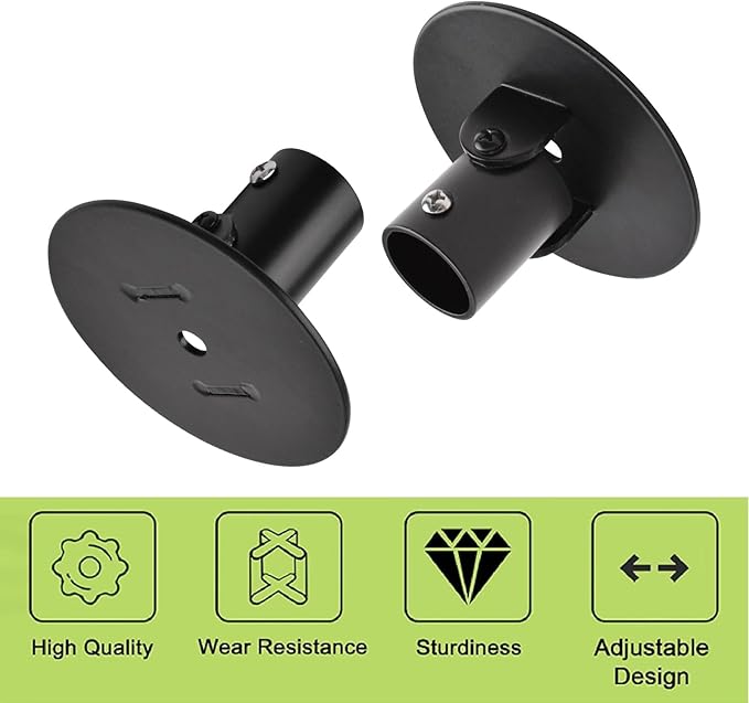 4pcs Shower Curtain Rod Bracket Black Flange Closet Rod Holder for Wall Mounting Titanium Steel Single Swivel Flange Rod Bracket with Screws