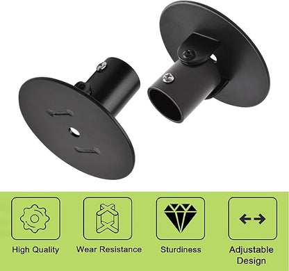 4pcs Shower Curtain Rod Bracket Black Flange Closet Rod Holder for Wall Mounting Titanium Steel Single Swivel Flange Rod Bracket with Screws