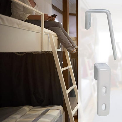 4pcs Iron Bunk Bed Ladder Brackets, PVC Coated Stainless Steel Angled Ladder Hooks Heavy Duty Hardware Utility Hook Loft Bed Hanger (White)