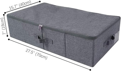 iwill CREATE PRO Underbed Storage Boxes for Bedding/Garment/Duvets/Blankets/Shoes, Folding Fabric Rigid Under bed Storage Bins with Zip Lid, Washable, Black Gray