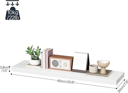 HOOBRO Floating Shelves for Wall, Wall Mounted Shelf Set of 2, 31.5" Hanging Shelf with Invisible Brackets, for Wall in Bathroom, Bedroom, Toilet, Kitchen, Living Room, Office, White WT80BJP201