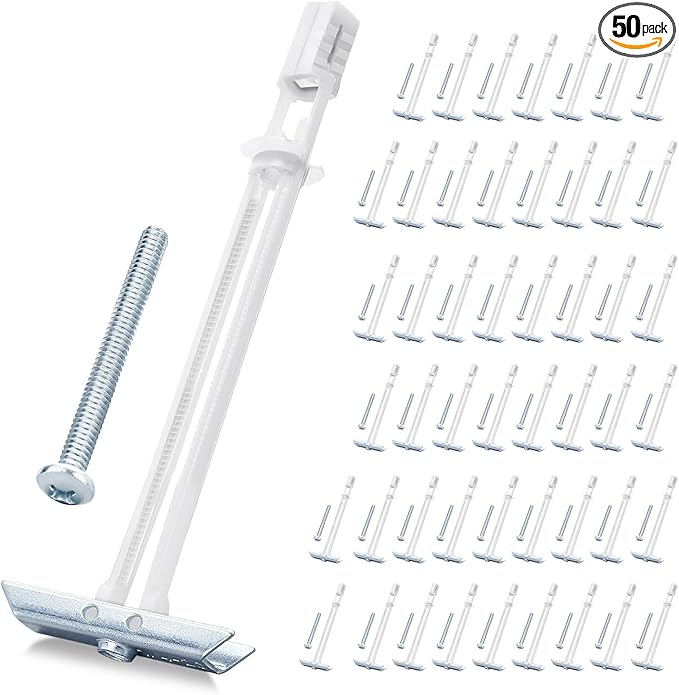 Drywall Anchor with Included Bolts for 3/16”-24, Heavy Duty Hollow Drywall Anchors for TV Mounting Kit, Stainless Steel Hollow Wall Anchors Holds up to 240 lbs Each in 1/2-in Drywall-50 Pack