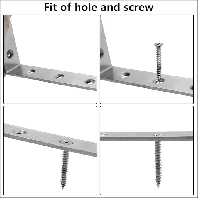 Luomorgo 16 Pcs L Shaped Brackets for Shelves - Heavy Duty Stainless Steel Decorative Corner Brace Joint Right Angle Wall Hanging Brackets with Screws, 5" x 3", Silver