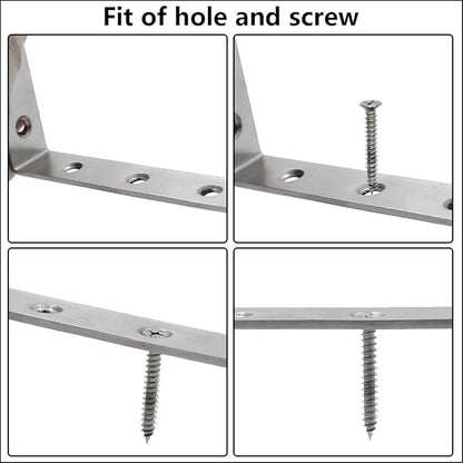 Luomorgo 16 Pcs L Shaped Brackets for Shelves - Heavy Duty Stainless Steel Decorative Corner Brace Joint Right Angle Wall Hanging Brackets with Screws, 5" x 3", Silver