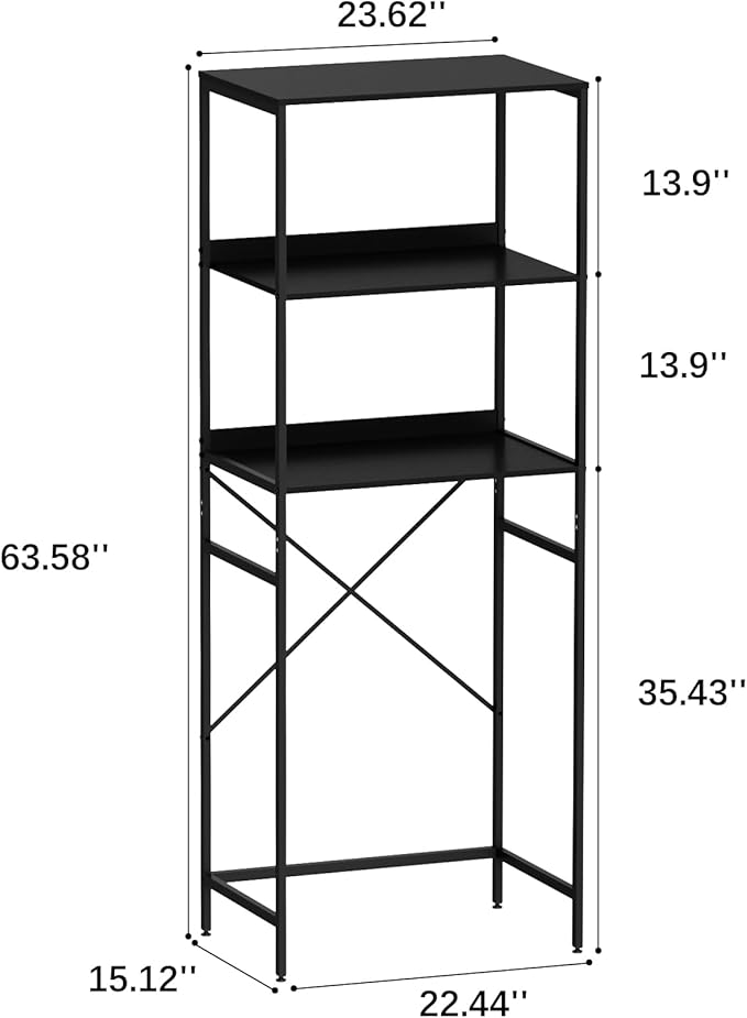 Mini Fridge Shelf Mini Fridge and Microwave Stand Over Mini Fridge Storage Rack 3 Tier Microwave and Fridge Stand Suitable for Dorm, Kitchens, Offices, Black