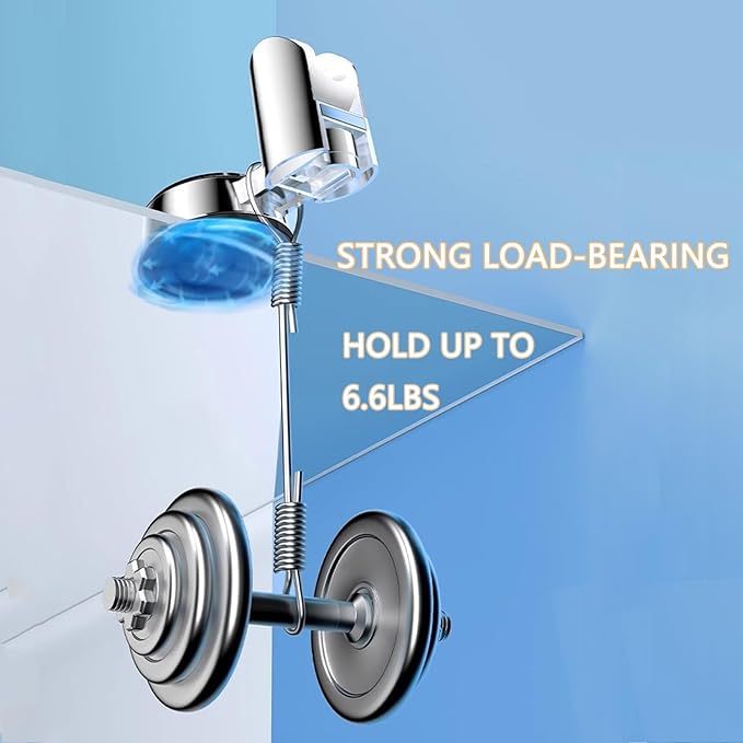 Resdenio Shower Head Holder - Strong Suction Cup No Drilling Showerhead Bracket Waterproof Handheld Shower Holder, Adjustable Wand Holder for RV, Kids, Bathroom (Silver)
