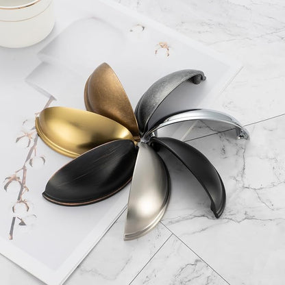 KOOFIZO 10 Pack 3 Inch Bin Cup Drawer Pulls Antique Brass Cabinet Handles Vintage Brass Cabinet Pulls for Kitchen Cabinets Drawer Dresser Cupboard Bedroom Bathroom