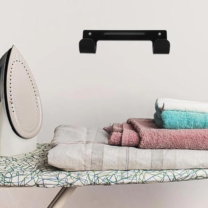 QAZXCDEW-Ironing Board Holder Wall Mount Ironing Board Holder, t Leg Iron Board Hook Wall Mount with Mounting Screws for Laundry Room（Black）-1pcs