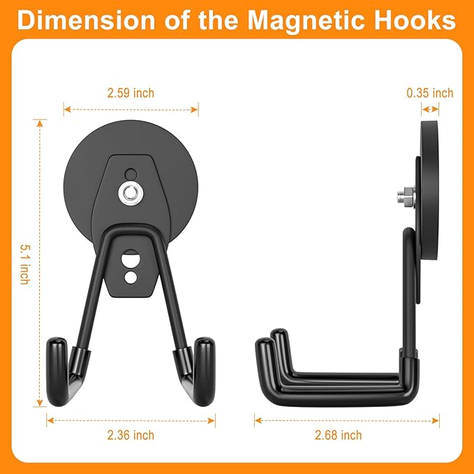 ENUODA Strong Magnetic Hooks Large Rare Earth Magnet Hooks Heavy Duty Utility Magnetic Tool Holder for Garage Organization, Van, Barn, to Hang Bag, Coat, Power Tool, Toolbox, Shovel, Broom,6 Pack