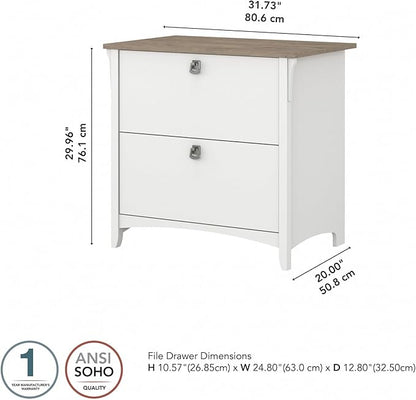 Bush Home Salinas 2 Drawer Lateral File Cabinet in Shiplap Gray and Pure White, Home Office Storage Solution, Organizer with Drawers for Workspace, Filing Unit