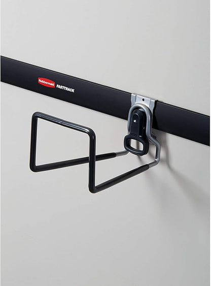 Rubbermaid Fasttrack All in 1 Rail Garage Storage System 50 Pound Capacity Water Garden Hose Hook, Black (2 Pack)