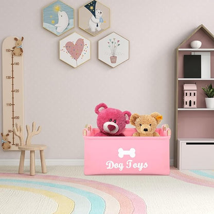 TEHAUX Pet Toy Storage Box Felt Organizer with Handles 15.35X11.02X6.69In Lightweight Foldable Container for Household Pet Toy and Sundries Storage