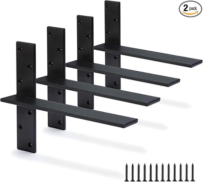 Floating Shelf Bracket 3/8" Thick Heavy Duty Shelf Brackets Black 3 Pack Free Hanging Countertop Support Bracket 20" Lx2.5 W Floating Wall Brackets for Cabinets, Dishwasher, Bench Seats Vanities