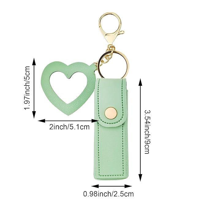 4 PACK PU Leather Potable Chapstick Holder Key Chain Bulk with Mirror, Lipstick Keychain, Lip Balm Organizer Holder Lipstick Travel Makeup Storage Case for Women Girls (Style 4)