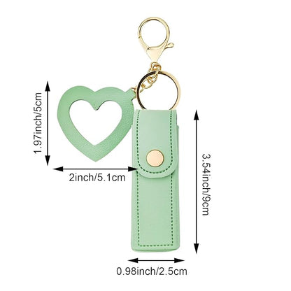 4 PACK PU Leather Potable Chapstick Holder Key Chain Bulk with Mirror, Lipstick Keychain, Lip Balm Organizer Holder Lipstick Travel Makeup Storage Case for Women Girls (Style 4)