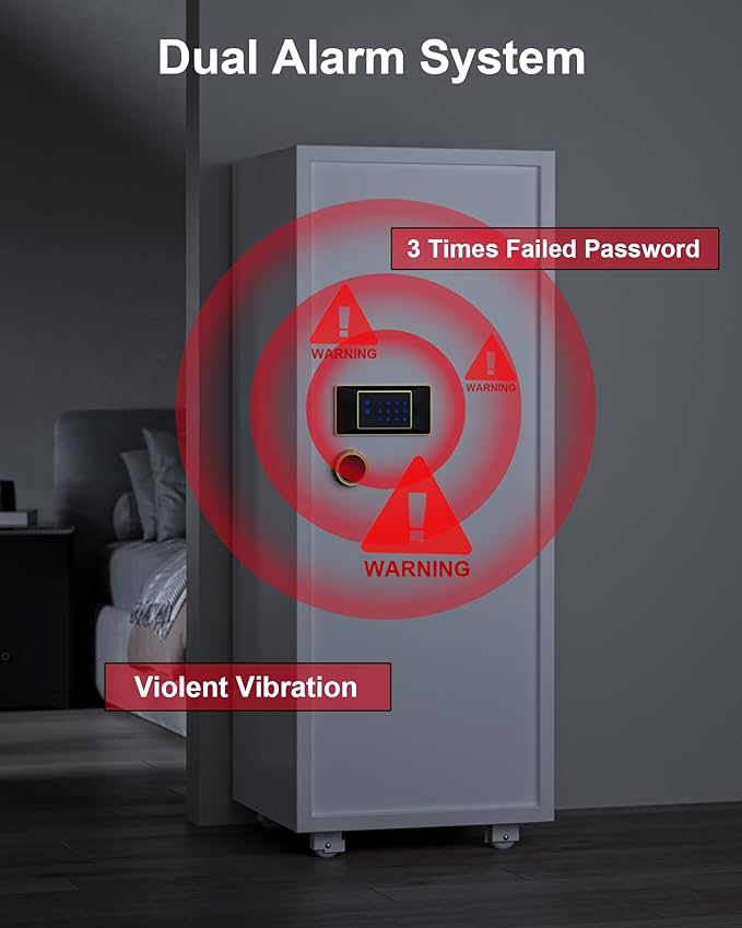 TIGERKING 17.6 Cu Ft Extra Large Home Security Safe – Touchscreen Lock, Heavy-Duty Steel Construction, Internal Compartment, Jewelry & Luxury Items, Ideal for Home or Office (White, Modern Design)